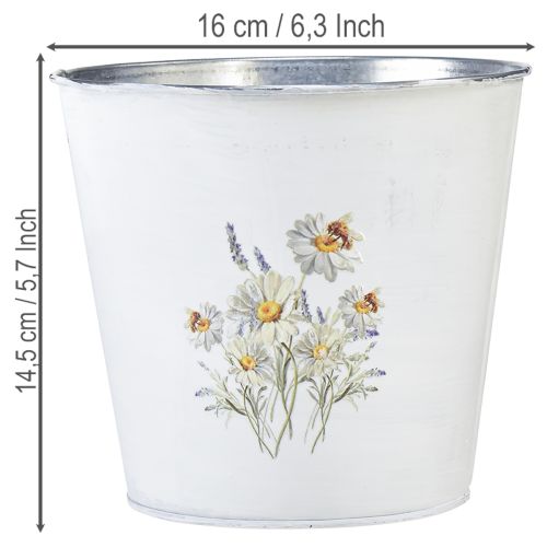 Product White metal planter, flower pot, Ø16cm H14.5cm