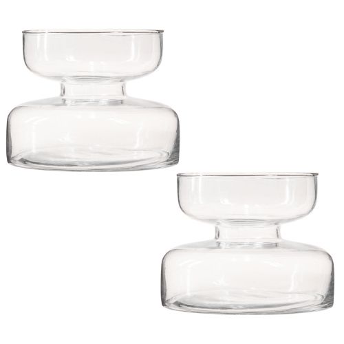Product Vase bulbous glass vase Rikkie in clear Ø13cm H10cm 2pcs