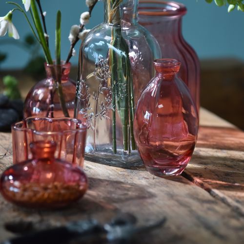 Product Vase bulbous mini vases glass tinted pink Ø7cm H12cm 6 pcs