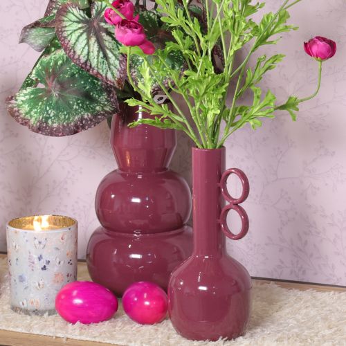 Product Modern, artistic vase with a long neck and round handles for stylish interiors, 24cm
