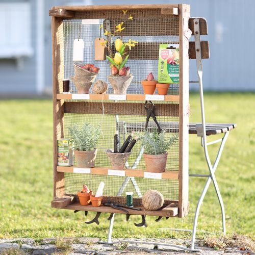 Floristik24 Vintage wooden box with wire mesh, country style, 75×50×14cm