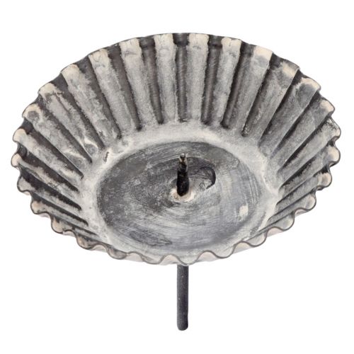 Floristik24 Vintage candle holder for pillar candles for sticking grey Ø8.5cm 4pcs