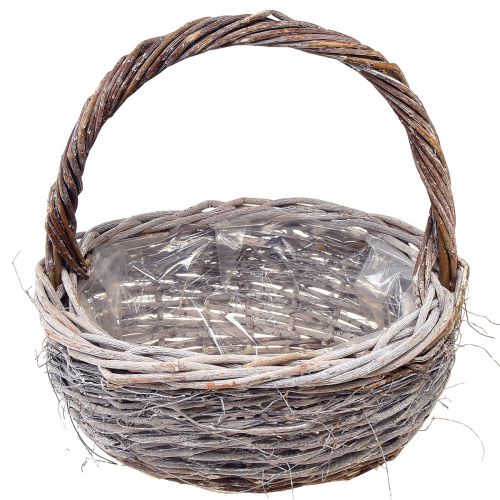 Floristik24 Wicker basket with handle oval natural white L32/40cm – set of 2