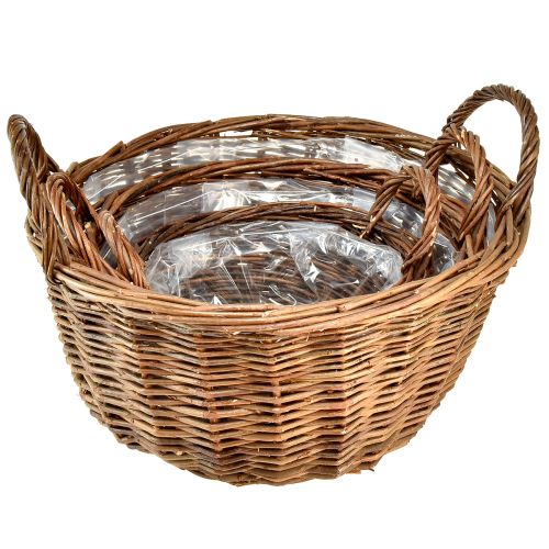 Floristik24 Rustic wicker basket set with carrying handles – 3 sizes (40cm, 33cm, 26cm) – Multifunctional for home and garden – Set of 3