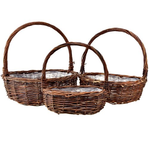 Floristik24 Rustic wicker basket set with handles – 3 sizes (36cm, 31cm, 26cm) – Versatile storage and decoration – Set of 3