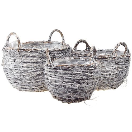Floristik24 Wicker basket set in white-washed – 3 sizes (42cm, 36cm, 26cm) – Versatile for decoration and storage – Set of 3