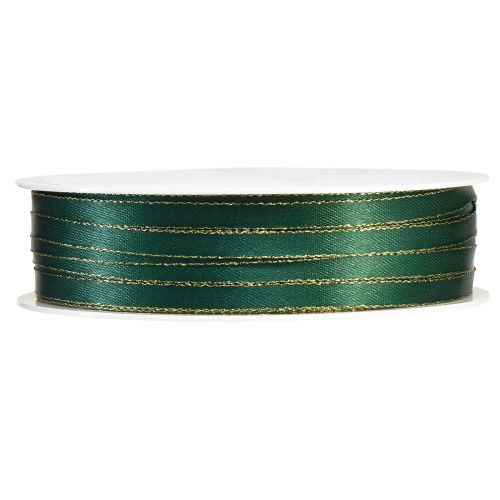 Floristik24 Christmas ribbon satin ribbon decorative ribbon green gold 6mm 50m