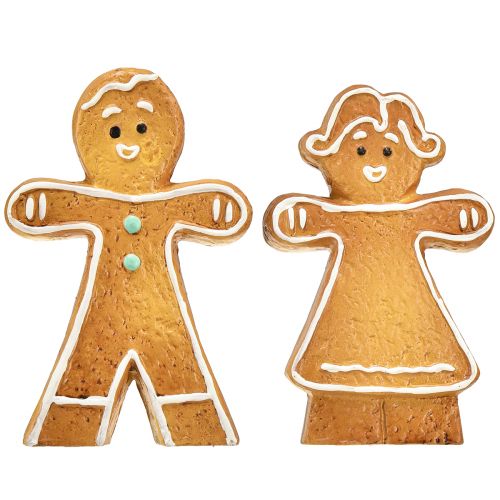 Product Christmas decoration gingerbread man &amp; woman ceramic 16cm set of 2 pieces