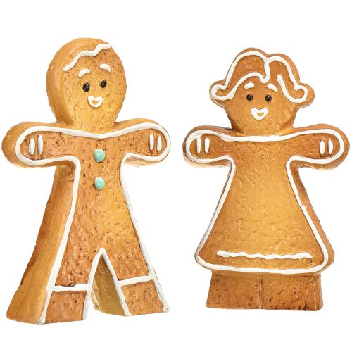 Product Christmas decoration gingerbread man & woman ceramic 16cm set of 2 pieces