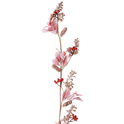 Christmas Garland Berry Branch with Cones Red Pink 130cm