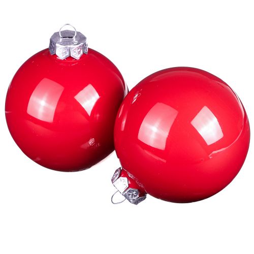 Christmas balls red gloss glass tree balls Ø7.5cm 12 pcs