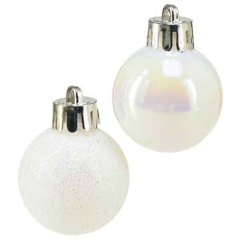 Floristik24 Christmas balls mother of pearl white plastic Ø3cm 14pcs