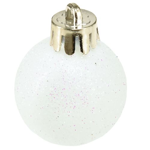 Product Christmas balls mother of pearl white plastic Ø3cm 14pcs