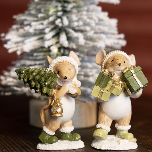 Floristik24 Christmas mice decoration mouse green brown H8cm 2 pcs