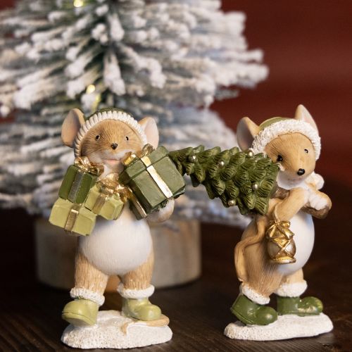 Floristik24 Christmas mice decoration mouse green brown H8cm 2 pcs