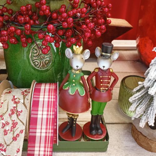 Floristik24 Christmas mouse decoration figures 14.5cm red-green 2 pieces
