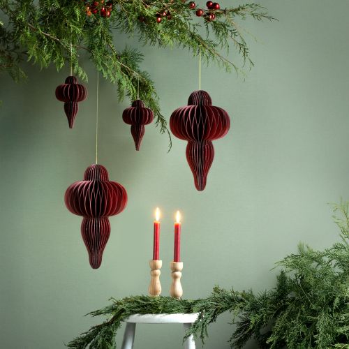 Floristik24 Christmas decoration paper ornament Bordeaux H40cm 2 pcs