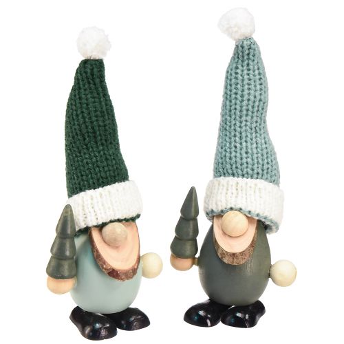 Product Christmas Gnome Decoration Gnome Wood Green Mint H14cm 6 Pcs
