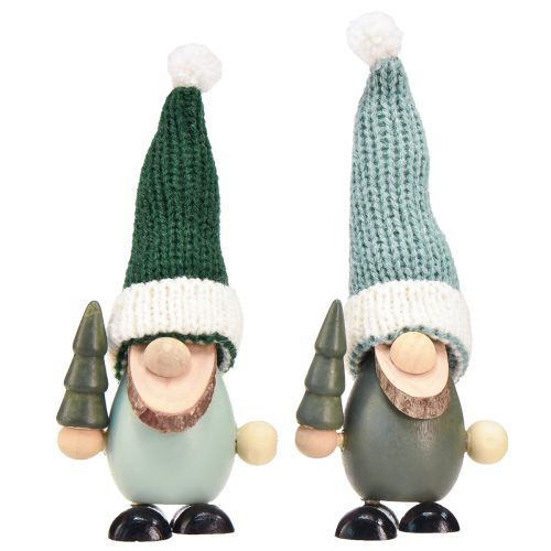 Product Christmas Gnome Decoration Gnome Wood Green Mint H14cm 6 Pcs