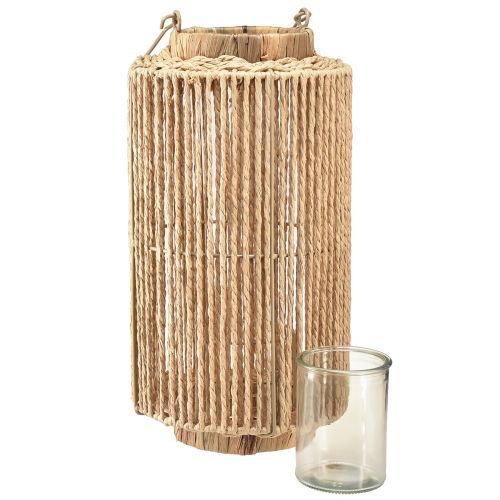 Floristik24 Lantern raffia with handle natural fiber for LED candle Ø19cm H36cm