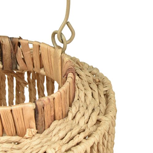 Product Lantern raffia with handle natural fiber metal Ø19cm H21cm