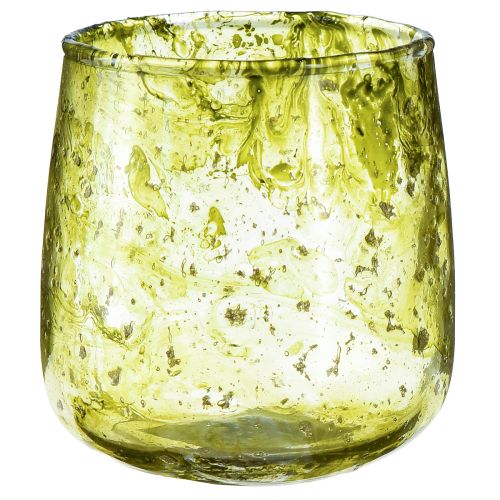 Floristik24 Lantern glass decoration vintage yellow-green Ø9cm H9.5cm