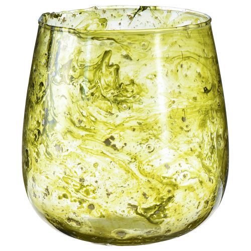 Floristik24 Lantern glass decoration vintage yellow-green Ø12cm H12.5cm