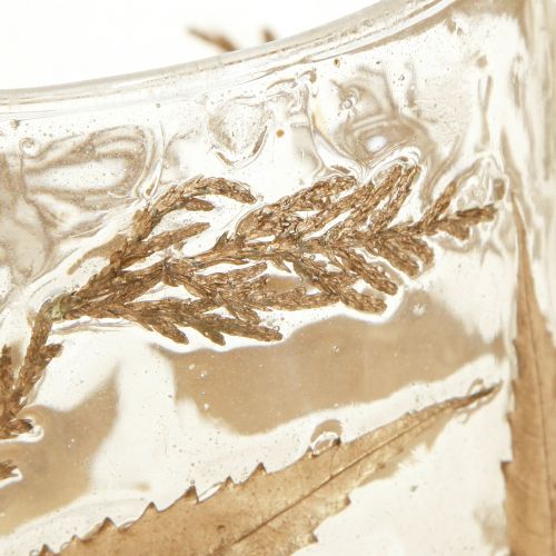 Floristik24 Lantern glass with golden leaves Ø7,5cm H8,5cm 2pcs