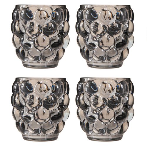 Product Lantern glass tealight holder grey tinted Ø9cm H9.5cm 4pcs