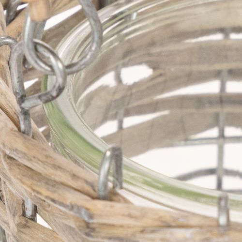 Lantern hanging decoration metal glass willow Ø13cm H12cm 2pcs | Floristik24.ie