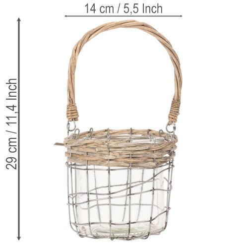 Product Lantern for hanging glass metal willow Ø14.5cm 2pcs