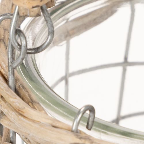 Lantern for hanging glass metal willow Ø14.5cm 2pcs | Floristik24.ie