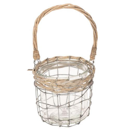 Lantern for hanging glass metal willow Ø14.5cm 2pcs | Floristik24.ie
