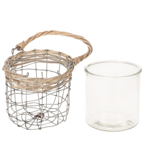 Lantern for hanging glass metal willow Ø14.5cm 2pcs | Floristik24.ie