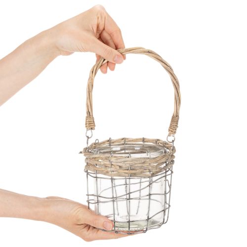 Product Lantern for hanging glass metal willow Ø14.5cm 2pcs