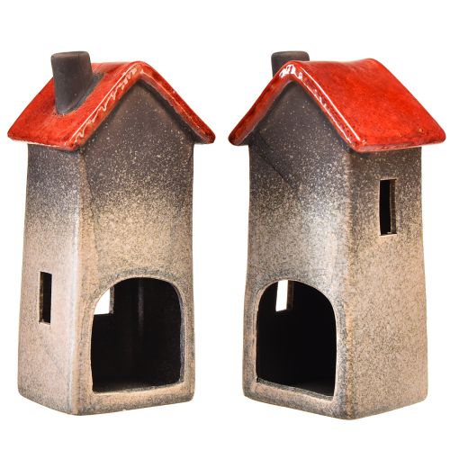 Product Ceramic house lantern with red roof and heart window – 17.5 cm 2 pcs