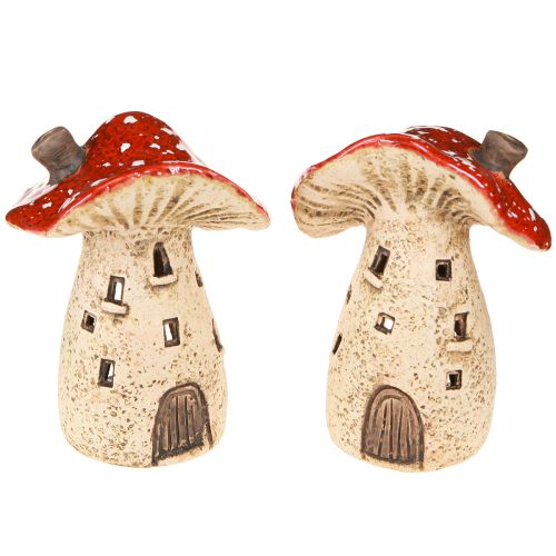 Floristik24 Mushroom house Ceramic toadstool light H12.5/14cm 2 pcs