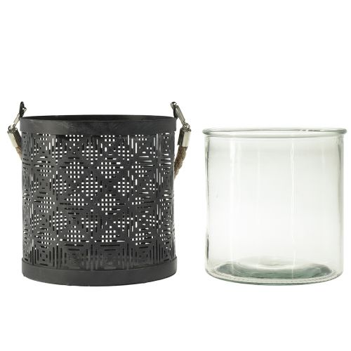 Product Lantern metal decoration lantern handle anthracite Ø16cm 2pcs