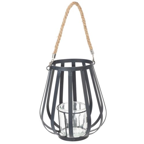 Floristik24 Metal lantern with glass, anthracite, Ø23cm, H27cm