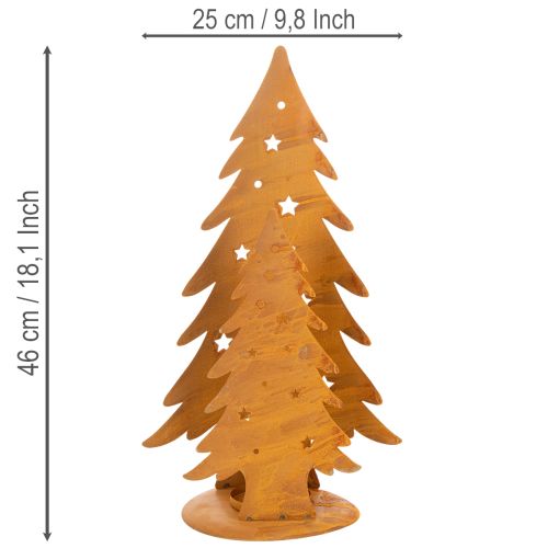 Christmas tree lantern, metal decoration in a rustic finish, Christmas H46cm W25.5cm | Floristik24.ie