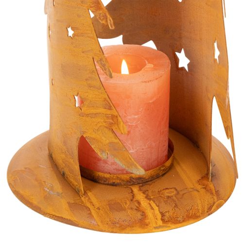 Christmas tree lantern, metal decoration in a rustic finish, Christmas H46cm W25.5cm | Floristik24.ie