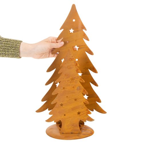 Christmas tree lantern, metal decoration in a rustic finish, Christmas H46cm W25.5cm | Floristik24.ie