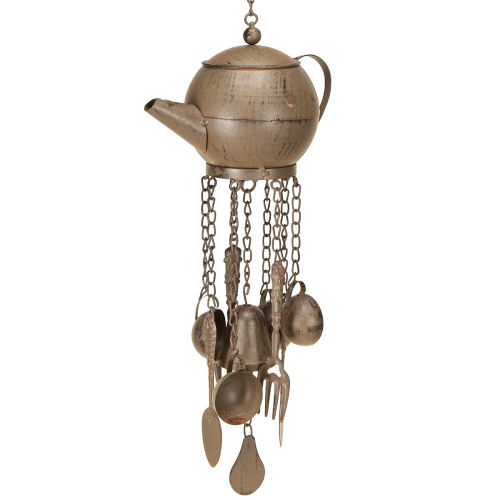Wind chime teapot for hanging dark brown 70cm