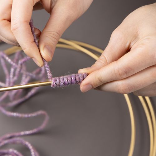 Product Wool cord with pink and gold thread, 5m x 5mm with wire, for decoration and crafting