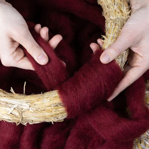 Product Wool cord, decorative wool, dark red, 10m wool ribbon for floristry &amp; crafts