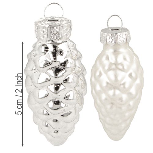 Product Cones mix made of glass silver 5cm 14 pcs