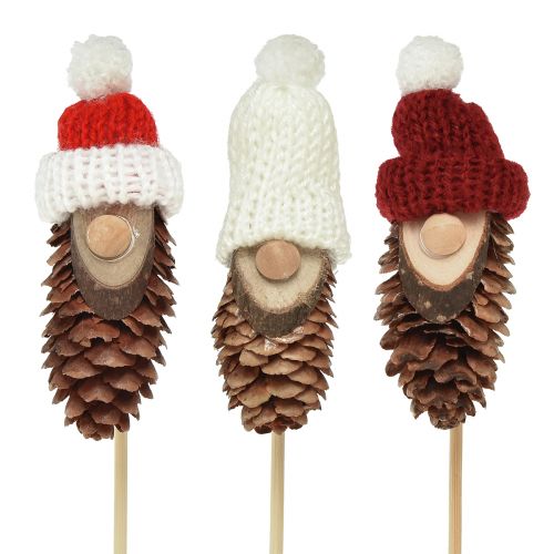 Cone gnome with hat flower pin gnome 8cm 12 pcs