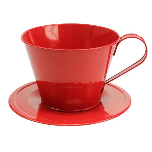 Floristik24 Cup with plate red Ø16cm H11cm