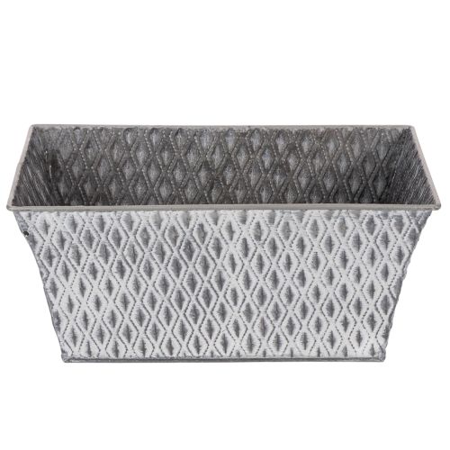 Zinc bowl with diamond pattern, 26cm x 15.5cm | Floristik24.ie