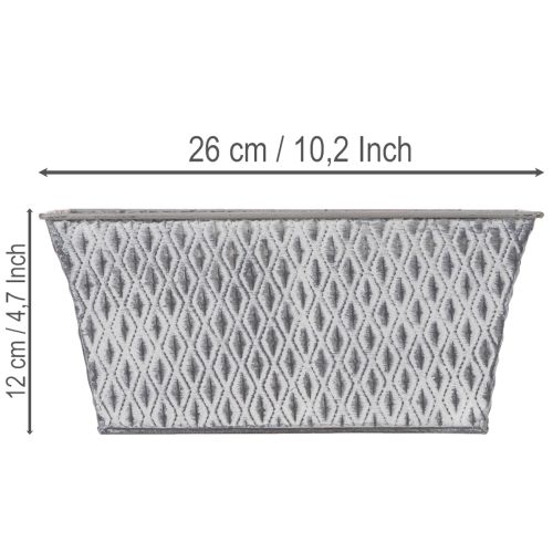 Zinc bowl with diamond pattern, 26cm x 15.5cm | Floristik24.ie